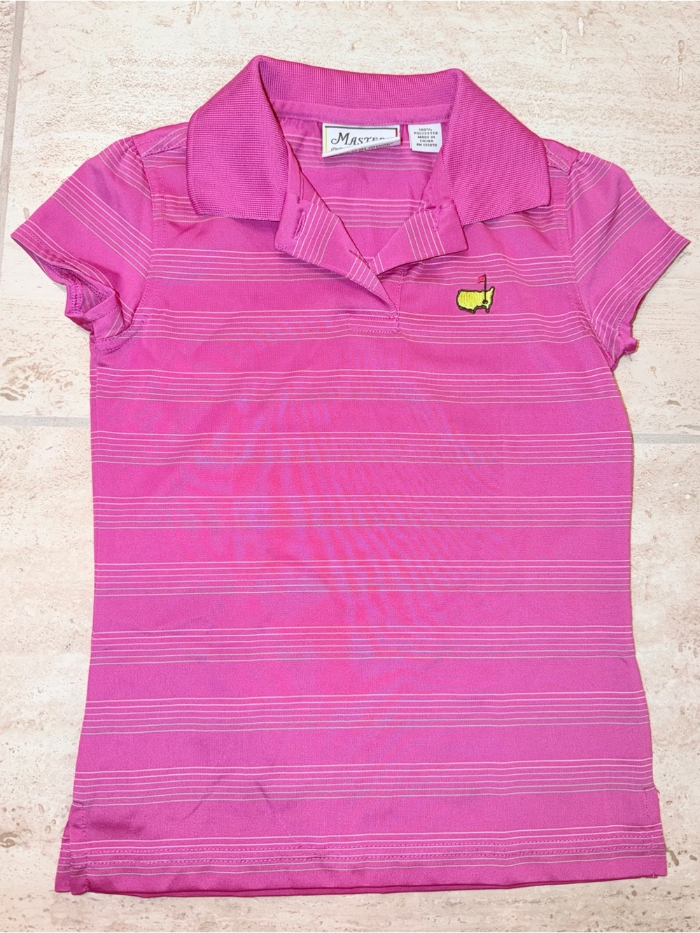 Masters Collection Pink Girls' Polo Shirt with Yellow Patch